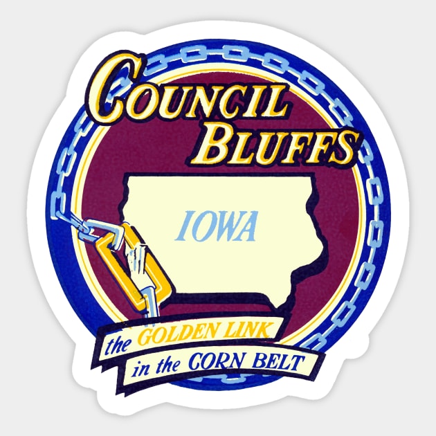 1950 Council Bluffs Iowa Sticker by historicimage
